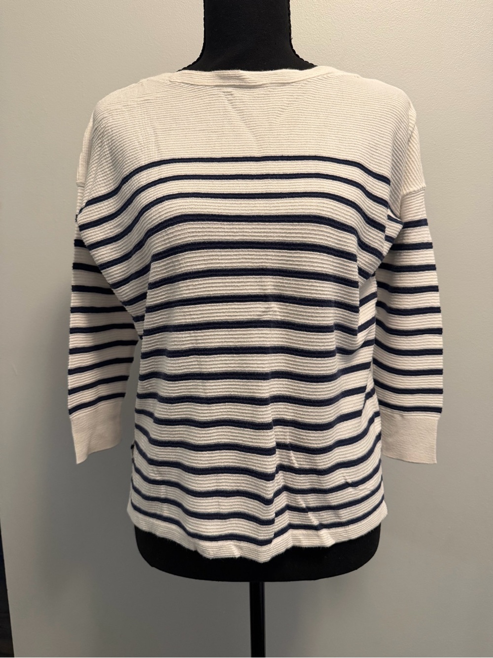 Old Navy White and Navy Striped Boatneck Sweater